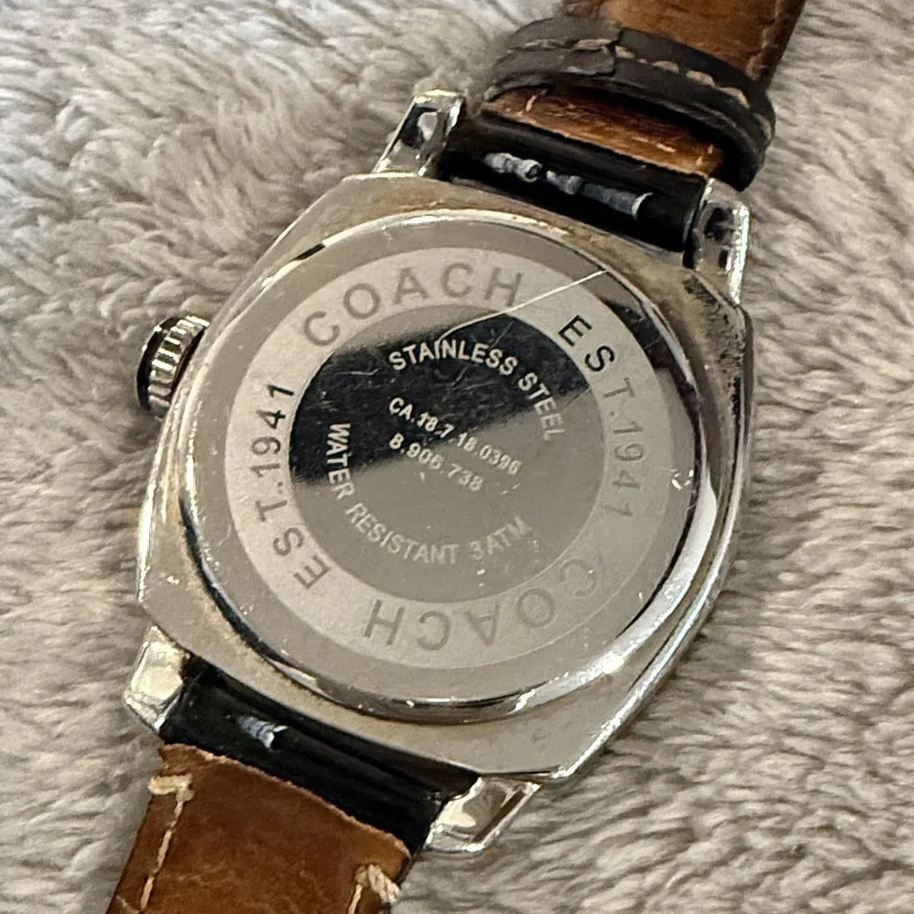 Coach Silver-Tone Watch with White Dial and Black Patent Strap - Picture 3 of 4
